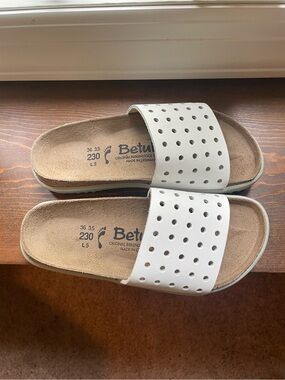 Betula White Perforated Slide Sandals